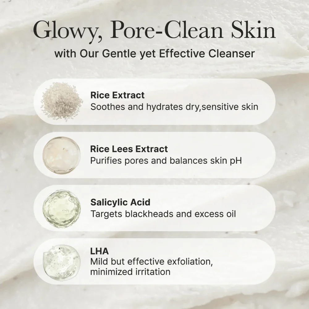 Rice + LHA Pore Control Rice Cake Cleanser 150g - Image 4