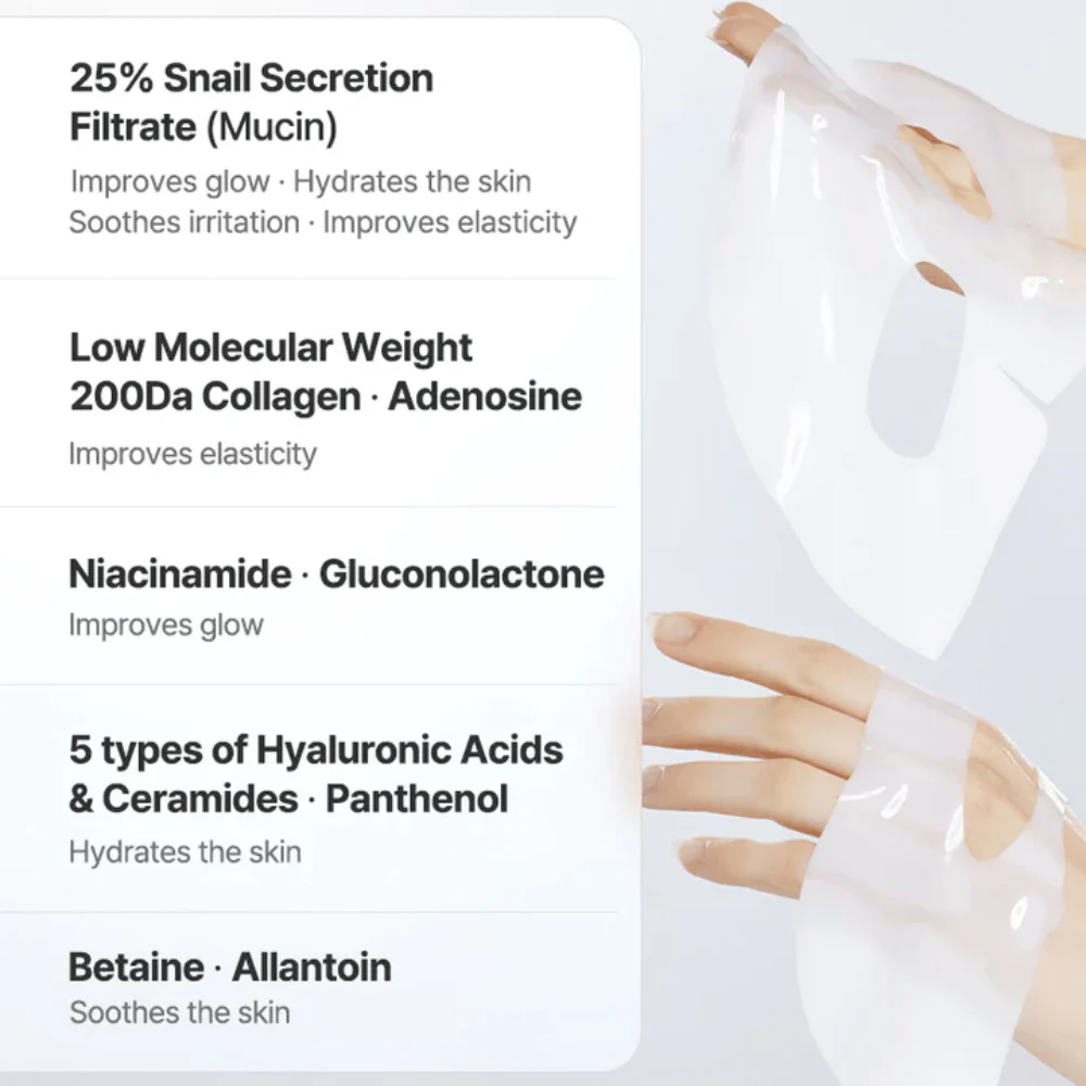 Advanced Snail Mucin Glass Glow Hydrogel Mask (3 sheets) - Image 4
