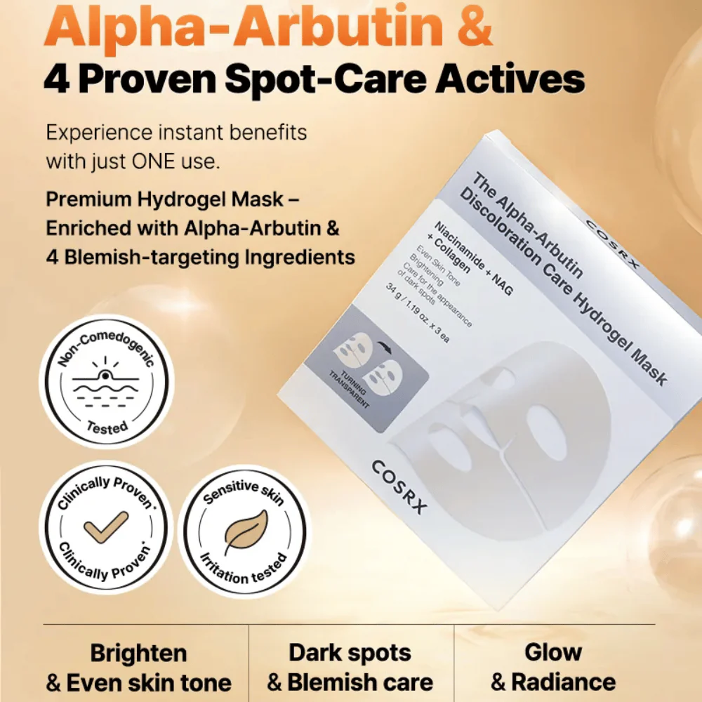 The Alpha-Arbutin Discoloration Care Hydrogel Mask (3 sheets) - Image 3