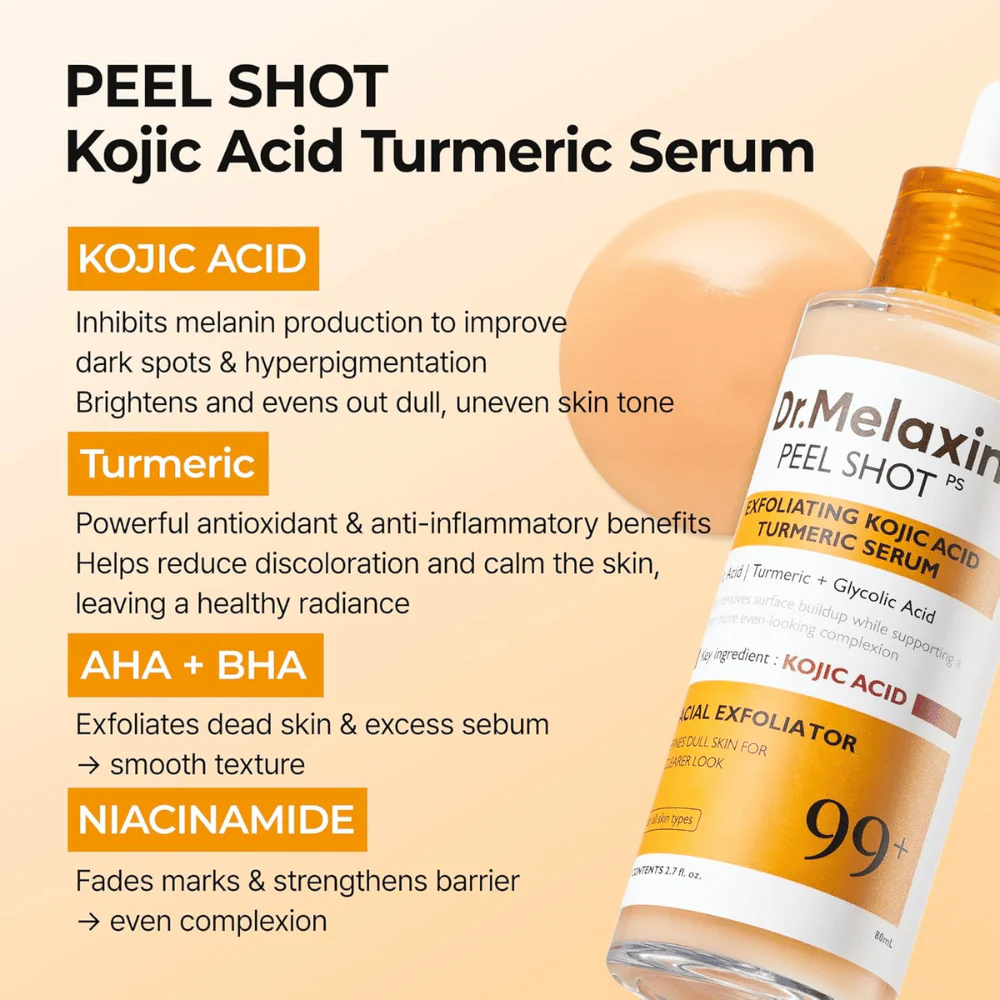 Peel Shot Exfoliating Kojic Acid Turmeric Serum 80ml - Image 4