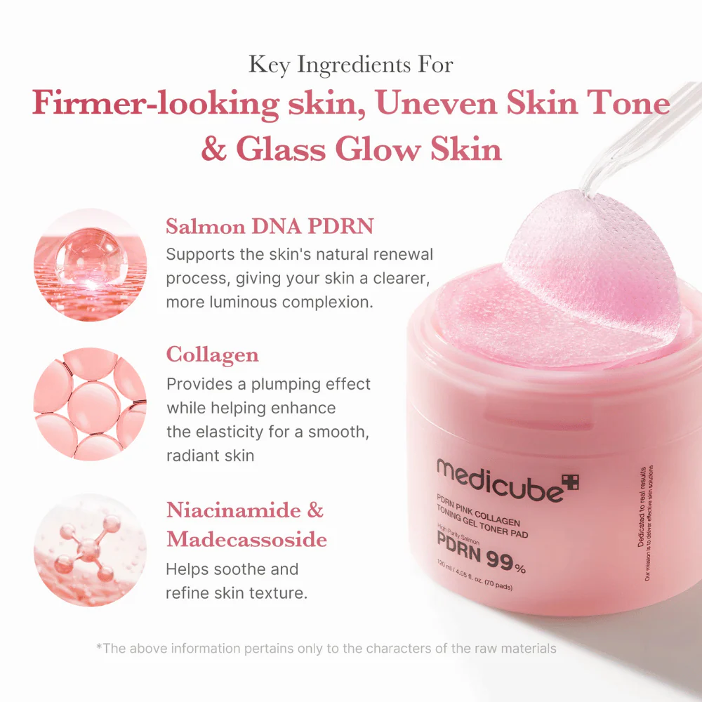 PDRN Pink Collagen Toning Gel Toner Pad (70 pads) - Image 3
